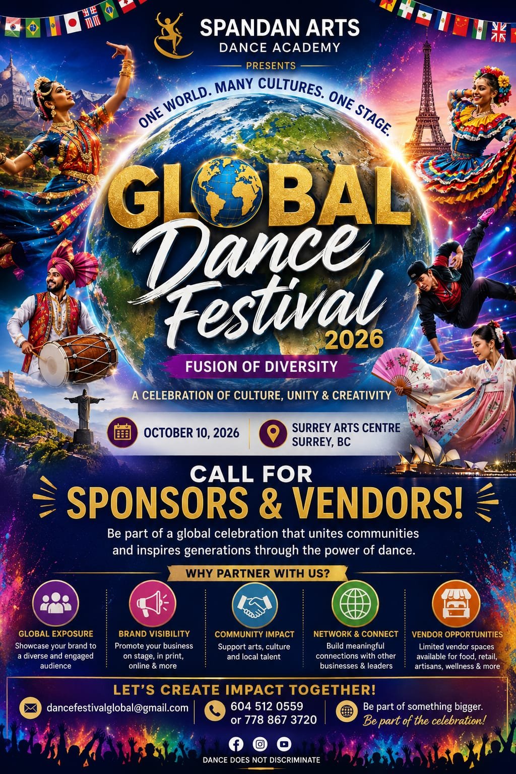 Global Dance Festival 2026 — Call for Sponsors and Vendors, October 10 2026, Surrey Arts Centre, Surrey BC